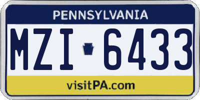 PA license plate MZI6433