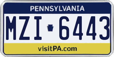 PA license plate MZI6443