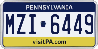 PA license plate MZI6449