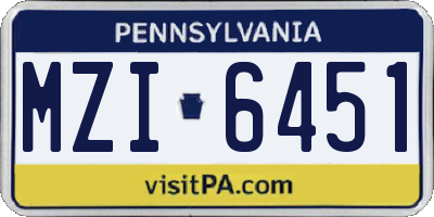 PA license plate MZI6451