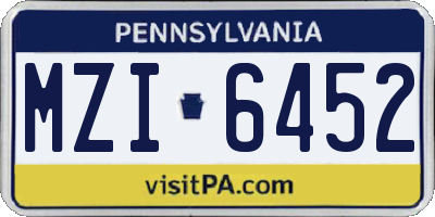 PA license plate MZI6452