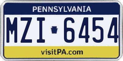 PA license plate MZI6454