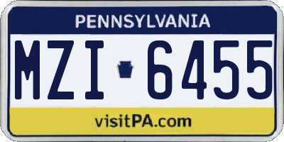 PA license plate MZI6455
