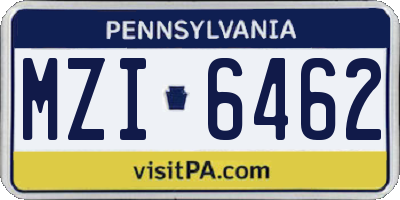 PA license plate MZI6462