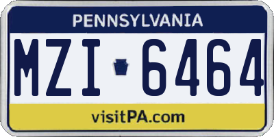 PA license plate MZI6464