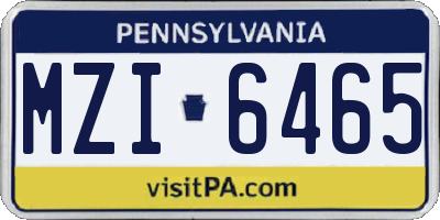PA license plate MZI6465