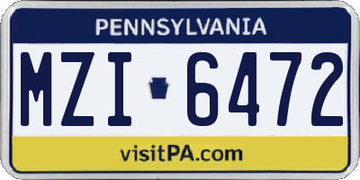 PA license plate MZI6472