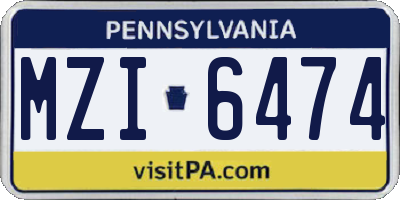 PA license plate MZI6474