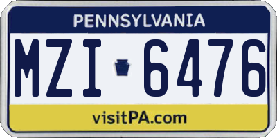 PA license plate MZI6476