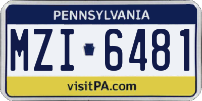 PA license plate MZI6481