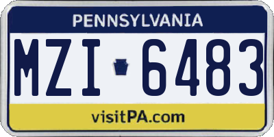 PA license plate MZI6483