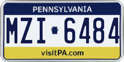 PA license plate MZI6484