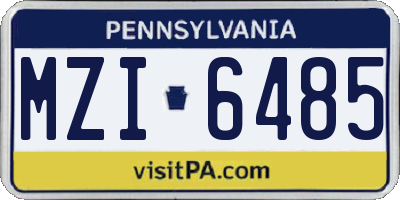 PA license plate MZI6485