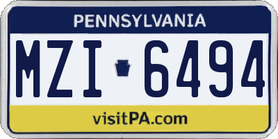 PA license plate MZI6494