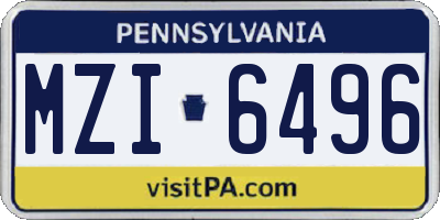 PA license plate MZI6496