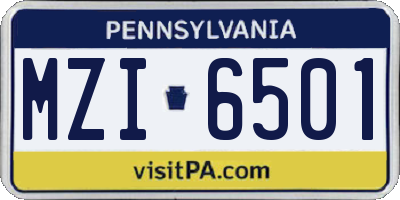PA license plate MZI6501