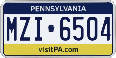PA license plate MZI6504