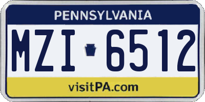 PA license plate MZI6512