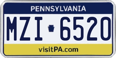 PA license plate MZI6520