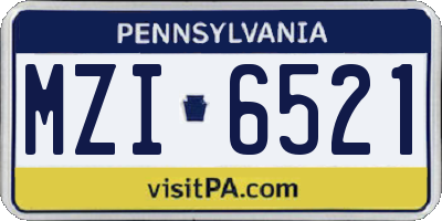 PA license plate MZI6521