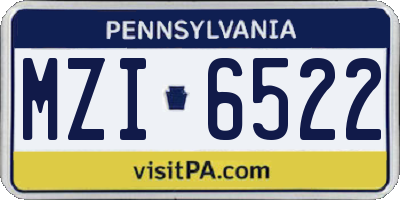 PA license plate MZI6522