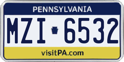 PA license plate MZI6532