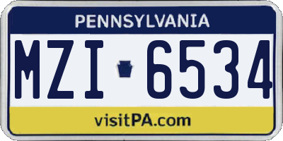 PA license plate MZI6534