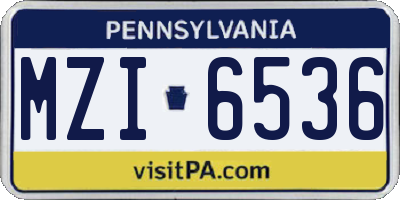 PA license plate MZI6536