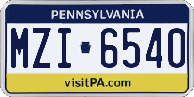 PA license plate MZI6540