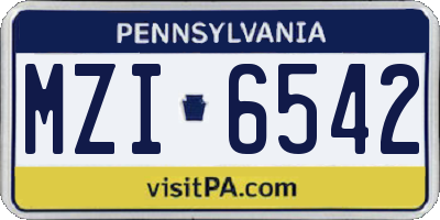 PA license plate MZI6542