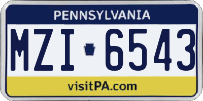 PA license plate MZI6543