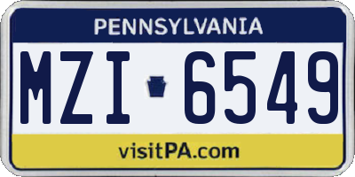 PA license plate MZI6549