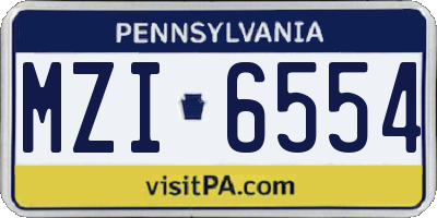 PA license plate MZI6554