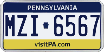 PA license plate MZI6567