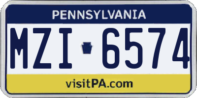 PA license plate MZI6574