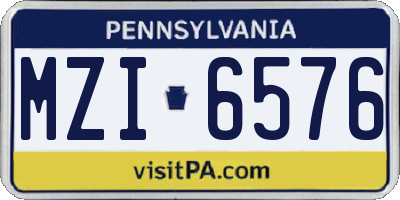 PA license plate MZI6576