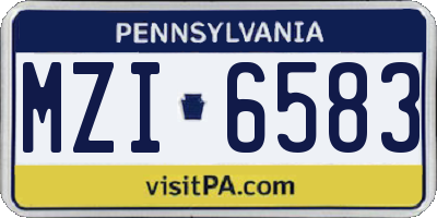 PA license plate MZI6583