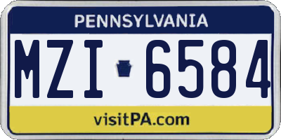PA license plate MZI6584