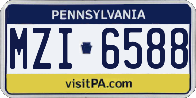 PA license plate MZI6588