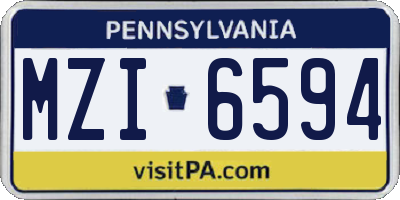 PA license plate MZI6594