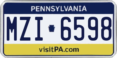 PA license plate MZI6598