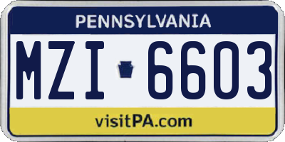 PA license plate MZI6603
