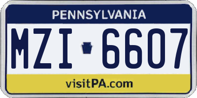 PA license plate MZI6607