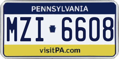 PA license plate MZI6608