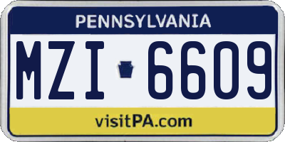 PA license plate MZI6609