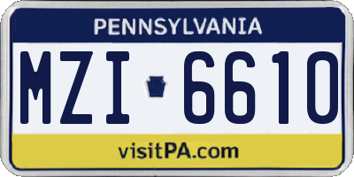 PA license plate MZI6610