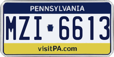 PA license plate MZI6613
