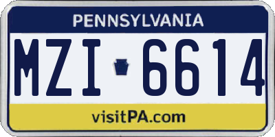 PA license plate MZI6614