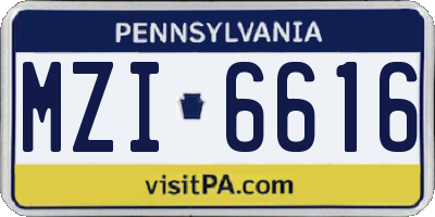 PA license plate MZI6616