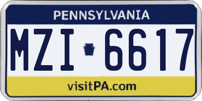 PA license plate MZI6617